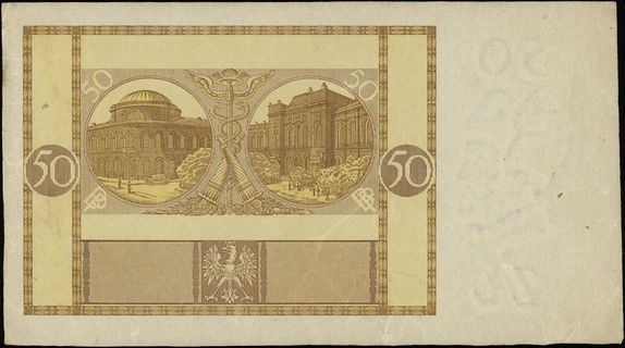 niedokończony druk banknotu 50 złotych 28.08.192