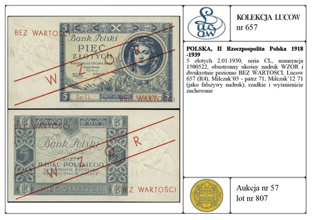 5 złotych 2.01.1930, seria CL, numeracja 1500522