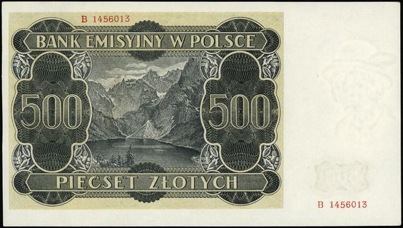 500 złotych 1.03.1940, seria B, numeracja 145601