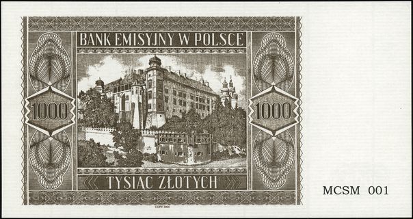 1.000 złotych 1.08.1941, kopia kolekcjonerska z 