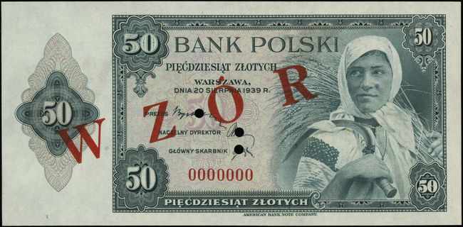 50 złotych 20.08.1939, bez oznaczenia serii, num