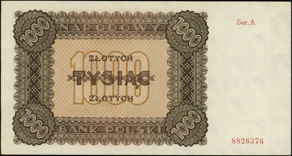 1.000 złotych 1945, seria A, numeracja 8826376, 