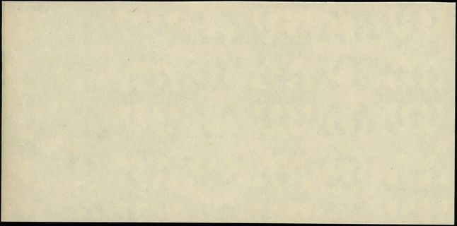 niedokończony druk banknotu 100 złotych 15.05.1946, strona główna niezadrukowana, na stronie odwrotnej jedynie czarny poddruk, papier ze znakiem wodnym, Lucow 1201 (R7) - ilustrowane w katalogu kolekcji, Miłczak - patrz 129, wytarte adnotacje ołówkiem, ugięcia na lewym marginesie, ale pięknie zachowane i bardzo rzadkie