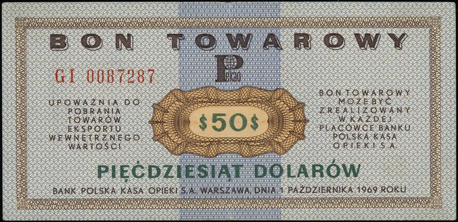 Bank Polska Kasa Opieki S.A., 50 dolarów 1.10.19