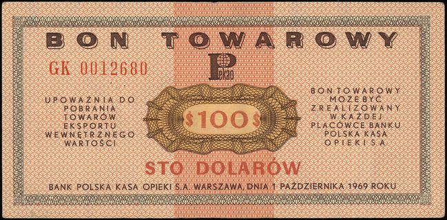 Bank Polska Kasa Opieki S.A., 100 dolarów 1.10.1