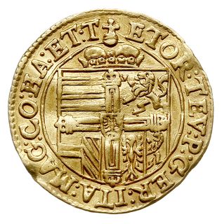 arcyksiążę Maksymilian 1612-1618 jako Wielki Mistrz Zakonu, dukat, bez daty, Hall, złoto 3.46 g, Fr. 3379, M.-T. 389, Neumann 104, niewielkie uszkodzenie obrzeża
