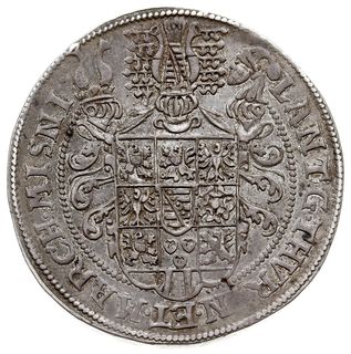 Jan Wilhelm 1567-1573, talar 1586 B, Saalfeld, srebro 29.07 g, Dav. 9762, Koppe 358d, Schnee 165, rzadki i ładny, patyna