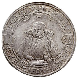 Fryderyk Wilhelm i Jan 1573-1603, talar 1580, Saalfeld, srebro 28.99 g, Dav. 9768, Koppe 28a, Schnee 234, patyna, rzadki