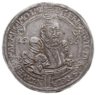 Fryderyk Wilhelm i Jan 1573-1603, talar 1586 B, Saalfeld, srebro 29.07 g, Dav. 9772, Koppe 51, Schnee 243, patyna