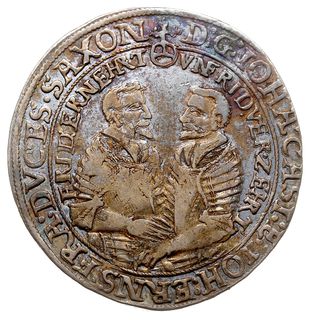 Jan Kazimierz i Jan Ernest 1572-1633, 1/2 talara 1602, Coburg, srebro 14.41 g, Merseb. 2962 (ale rok 1603), bardzo rzadki rocznik, ciemna patyna
