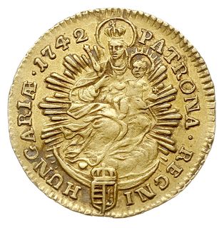 Maria Teresa 1740-1780, dukat 1742 KB, Krzemnica, złoto 3.48 g, Huszár 1651, Eypel. 238, Fr. 180, gięty