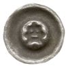 brakteat guziczkowy, początek XIV w., Schematyczna głowa ludzka w koronie na wprost, srebro 0.26 g..