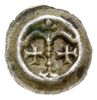 brakteat typu Arkady”, ok. 1267-1277; Arkady, w nich krzyże, u góry trzy kulki, srebro 0.20 g, BRP..