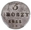 5 groszy 1811 I.S., Warszawa, Plage 94 moneta w pudełku PCGS z oceną AU 58, przebitka z 1/24 talar..