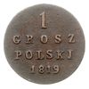 1 grosz polski 1819, Warszawa, Plage 205, Berezowski 4,- zł, Bitkin 888 (R), rzadki, patyna