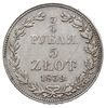 3/4 rubla = 5 złotych 1839, Warszawa, duże cyfry daty, Plage 363, Bitkin 1135