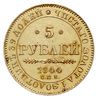 5 rubli 1844 СПБ КБ, Petersburg, odmiana z orłem z rocznika 1843, złoto 6.54 g, Bitkin 24 (R), Fr...
