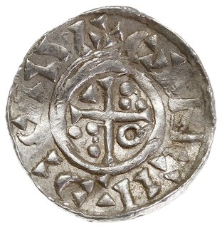 Konrad II 1025-1027, denar 1025-1027, Ratyzbona, Aw: Popiersie w prawo, Rw: Krzyż z ozdobnikami w kątach, C+NCII:C:CIIV, srebro 1.58 g, Hahn 33.4, gięty