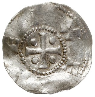 Tiel, Henryk II 1002-1024, denar, Aw: Głowa na wprost, HEINRICVS IMPERATO, Rw: Krzyż z kulkami w kątach, TELE, srebro 1.49 g, Dbg 578, Kluge 63, gięty