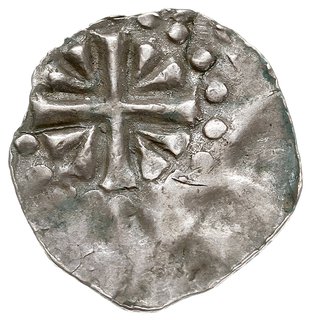 Trewir, arcybiskup Poppo 1016-1047, denar, Aw: Krzyż z klinami w kątach, Rw: Litera A, srebro 0.74 g, Dbg 466, gięty
