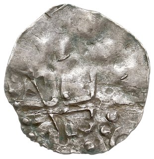 Trewir, arcybiskup Poppo 1016-1047, denar, Aw: Krzyż z klinami w kątach, Rw: Litera A, srebro 0.74 g, Dbg 466, gięty