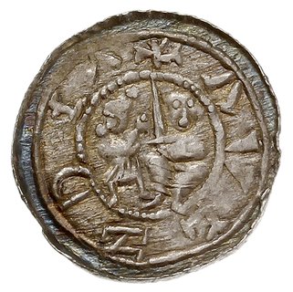 denar, Aw: Książę siedzący na tronie na wprost, obok giermek, Rw: Rycerz walczący ze lwem, srebro 0.53 g, Gum.H. 82, Kop. 49 (R2), Str. 40, Such. XVI, bardzo ładny