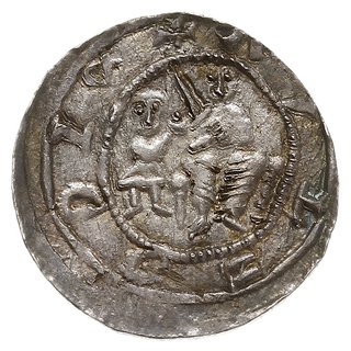 denar, Aw: Książę siedzący na tronie na wprost, obok giermek, Rw: Rycerz walczący ze lwem, srebro 0.70 g, Gum.H. 82, Kop. 49 (R2), Str. 40, Such. XVI, bardzo ładny