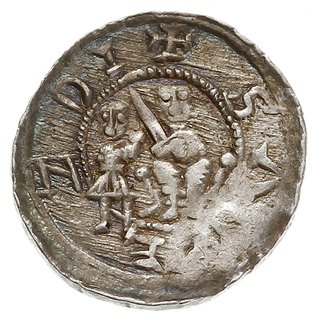 denar, Aw: Książę siedzący na tronie na wprost, obok giermek, Rw: Rycerz walczący ze lwem, srebro 0.63 g, Gum.H. 82, Kop. 49 (R2), Str. 40, Such. XVI, bardzo ładny