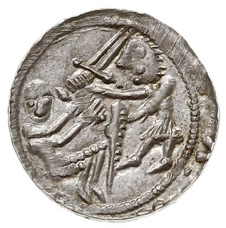 denar, Aw: Rycerz z mieczem nad jeńcem, Rw: Orzeł chwytający w locie zająca, srebro 0.52 g, Gum.H. 87, Kop. 53 (R2), Str. 43, Such. XVIII, piękny