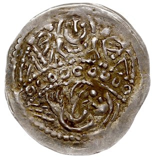 denar ok. 1254, Aw: Półpostać św. Stanisława mię