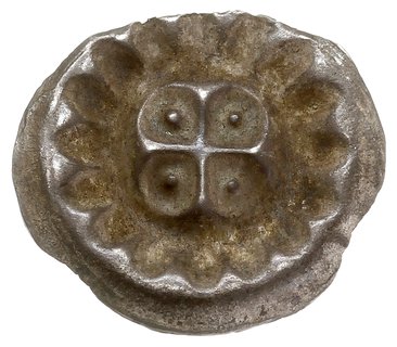 Pyrzyce, brakteat XIII-XIV w., Czterolistny kwiat (rozeta), promieniste linie, srebro 0.32 g, Dbg-P. 125, Kop. 4778 (R5), ładnie zachowany i bardzo rzadki