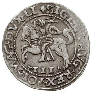 trojak 1565, Tykocin, Iger V.65.1.c (R5), Ivanauskas 9SA59-9, T. 15, niewielka mennicza wada blachy, rzadka moneta z cytatem z psalmu zwana trojakiem szyderczym