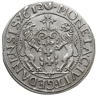 ort 1612, Gdańsk, kropka za łapą niedźwiedzia, Shatalin G12-9 (R2), moneta z końca blachy, ładnie zachowana, rzadszy rocznik