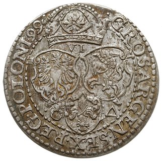 szóstak 1599, Malbork, mała głowa króla, patyna, piękny