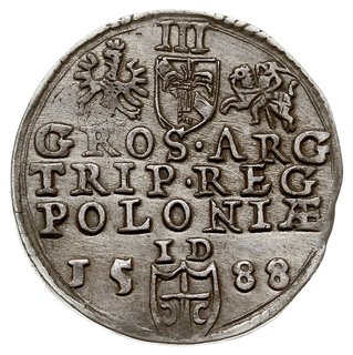 trojak 1588, Olkusz, na awersie duża głowa króla, Iger O.88.6.d (R3), patyna, rzadki