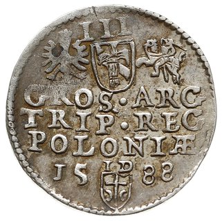 trojak 1588, Olkusz, na awersie duża głowa króla