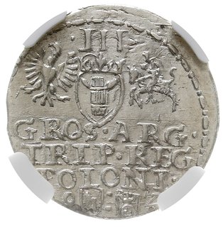 trojak 1592, Olkusz, na rewersie znak topór -zar