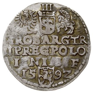 trojak 1592, Olkusz, napis NIAE dzieli litery I - F, Iger .92.1.a (R2)