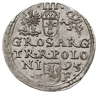 trojak 1595, Olkusz, z wężykiem pod popiersiem króla, Iger O.95.4.f - ale inna legenda (POLO zamiast POLON)