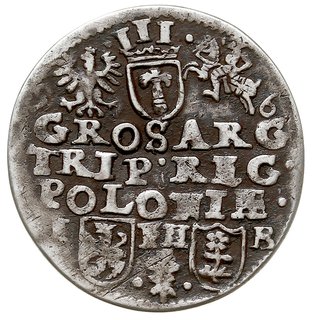 trojak 1596, Poznań, na awersie w napisie jako przerywnik rozetka, końcówka daty po bokach Orła i Pogoni, Iger P.96.9.c (R3), rzadki