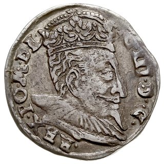 trojak 1598, Wilno, na awersie rzadko spotykane popiersie króla, na rewersie znak - głowa wołowa przebita hakami (mistrza menniczego Szymona Lidmana), Iger V.98.2.a (R4), Ivanauskas 5SV54-31, rzadki