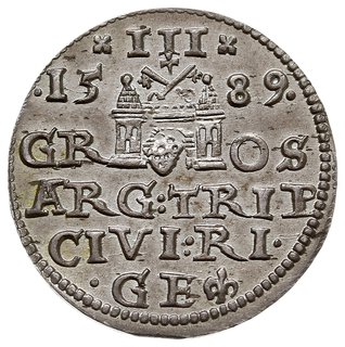trojak 1589, Ryga, Iger R.89.3.c (R), Gerbaszewski 23, bardzo ładny