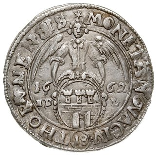ort 1662, Toruń, moneta wybita uszkodzonym stemplem, patyna, bardzo ładna