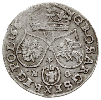 szóstak 1661, Poznań, odmiana bez obwódek wewnęt