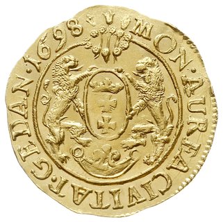dukat 1698, Gdańsk, Aw: Wąskie popiersie króla b