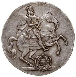 ćwierćtalar wikariacki 1711, Drezno, Aw: Król na koniu, Rw: Trzy stoły z insygniami koronacyjnymi, srebro 7.21 g, Kahnt 285, Merseb. 1492, patyna, rzadki