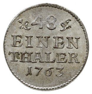 półgrosz (1/48) talara 1763, Grünthal, na awersie literki öF pod tarczą herbową, Kahnt 610, wyśmienity stan zachowania