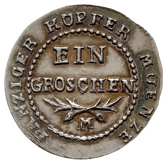 grosz 1809, Gdańsk, odbitka w srebrze 2.21 g, Plage 48, delikatna patyna, rzadka i ładnie zachowana moneta