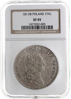talar 1811, Warszawa, Plage 114, Dav. 247, moneta w pudełku NGC z certyfikatem  XF45, patyna, ładnie zachowana