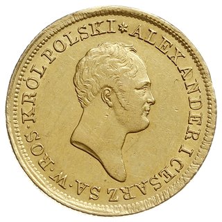 50 złotych 1822, Warszawa, złoto 9.77 g, Plage 7, Bitkin 810 (R1), minimalnie justowane, drobne uderzenia na obrzeżu, rzadszy rocznik, bardzo ładne